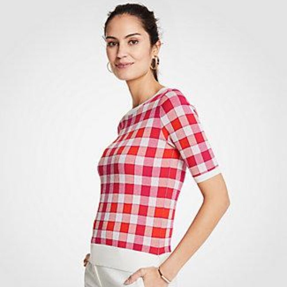 Ann Taylor | Plaid Jacquard Sweater - XS